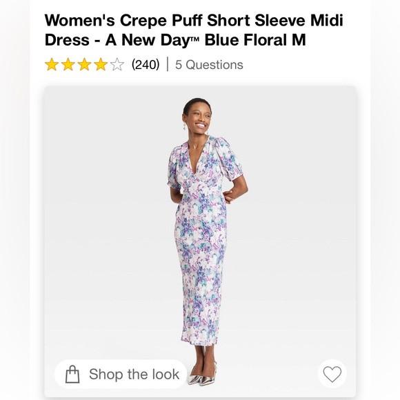 A new day pastel floral print puff sleeve midi dress medium - Picture 3 of 5